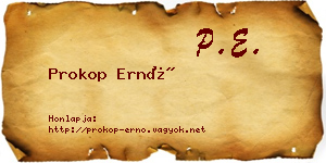 Prokop Ernő névjegykártya